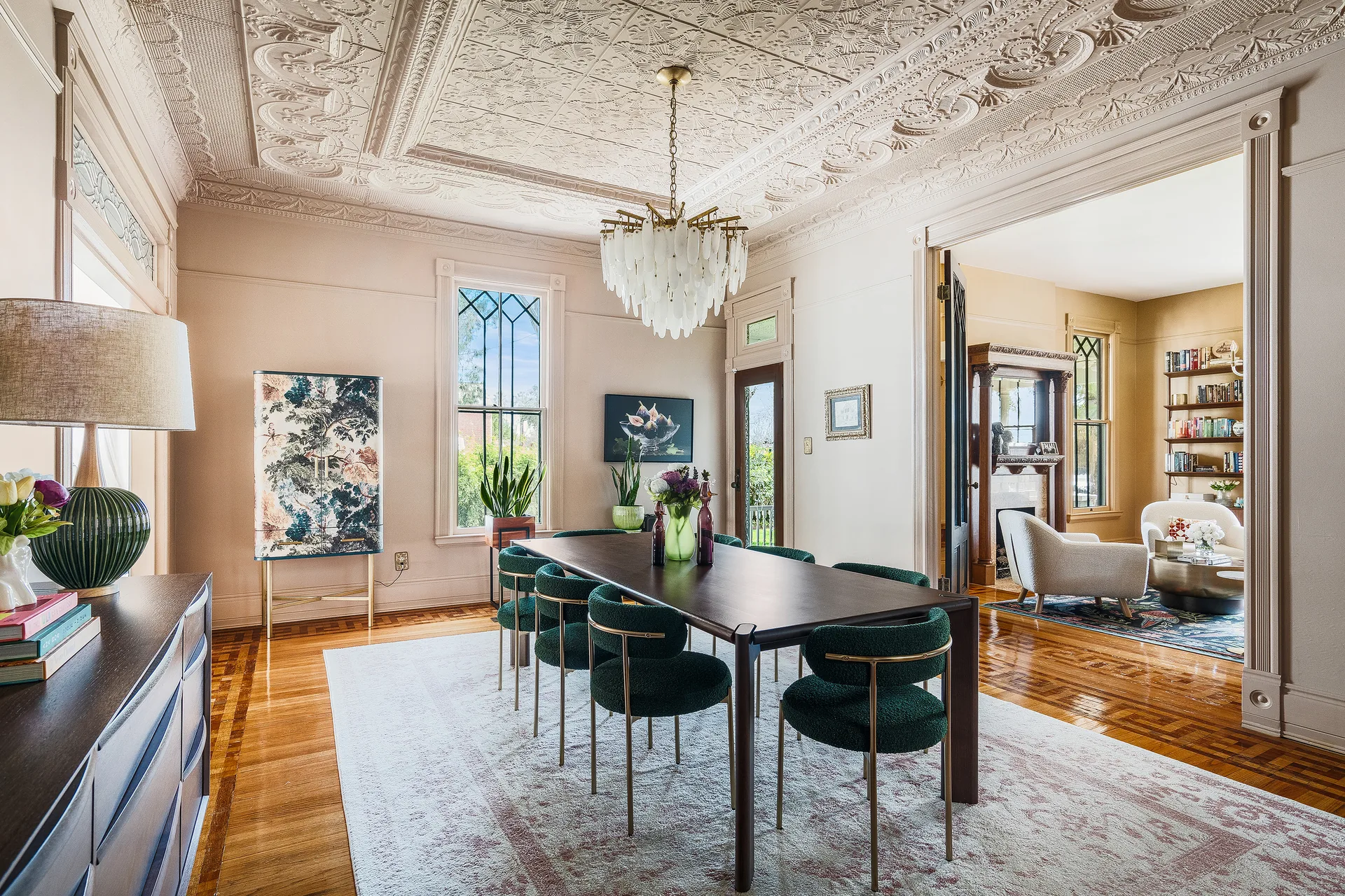 Elegant dining room in a historic San Antonio home
