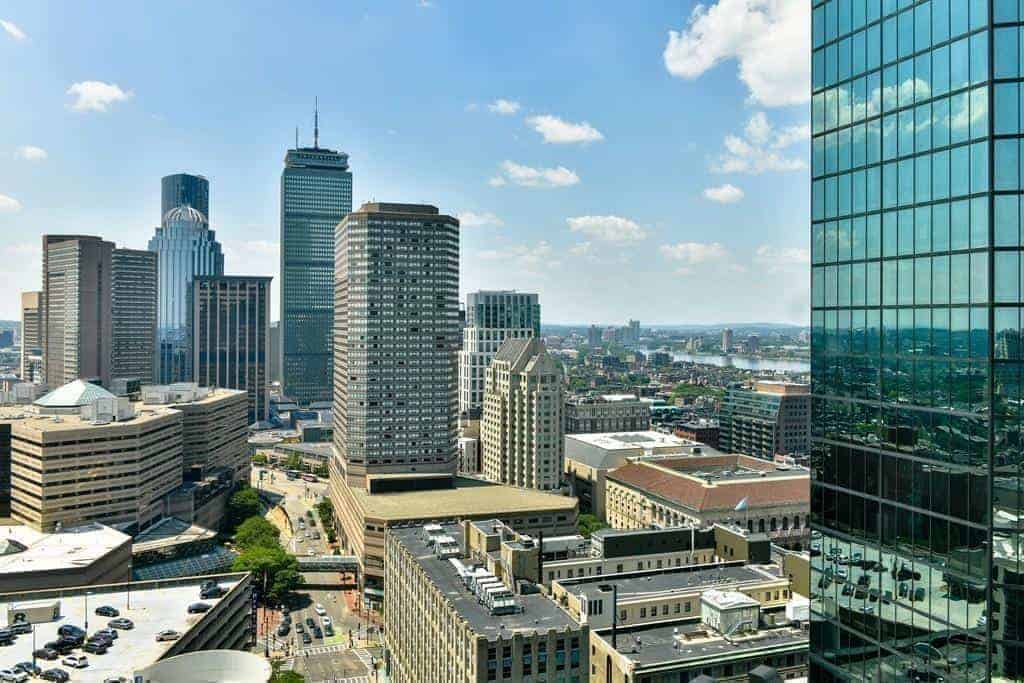 View across Back Bay and the South End from The Clarendon