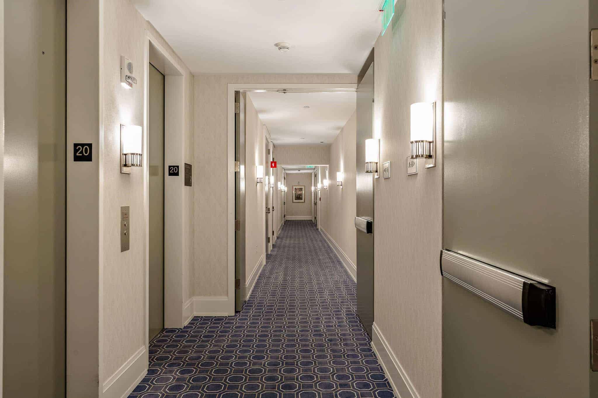 Residential corridor with elevator landing