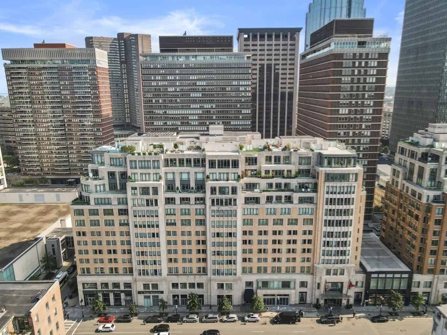 Aerial view of the Mandarin Oriental Residences on Boylston Street