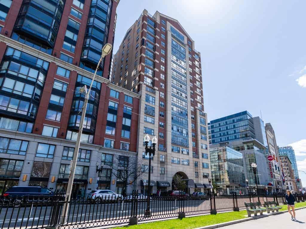 Parkside brick and limestone tower on Tremont Street