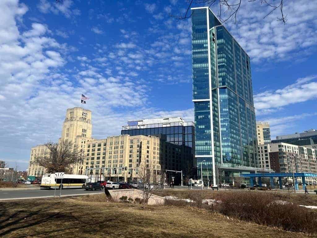 The Pierce Boston glass tower in the Fenway
