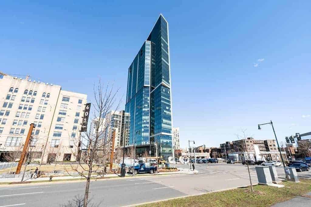 The Pierce Boston tower seen from Brookline Avenue