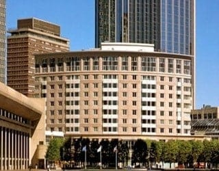 The Belvidere seen across the Christian Science Plaza