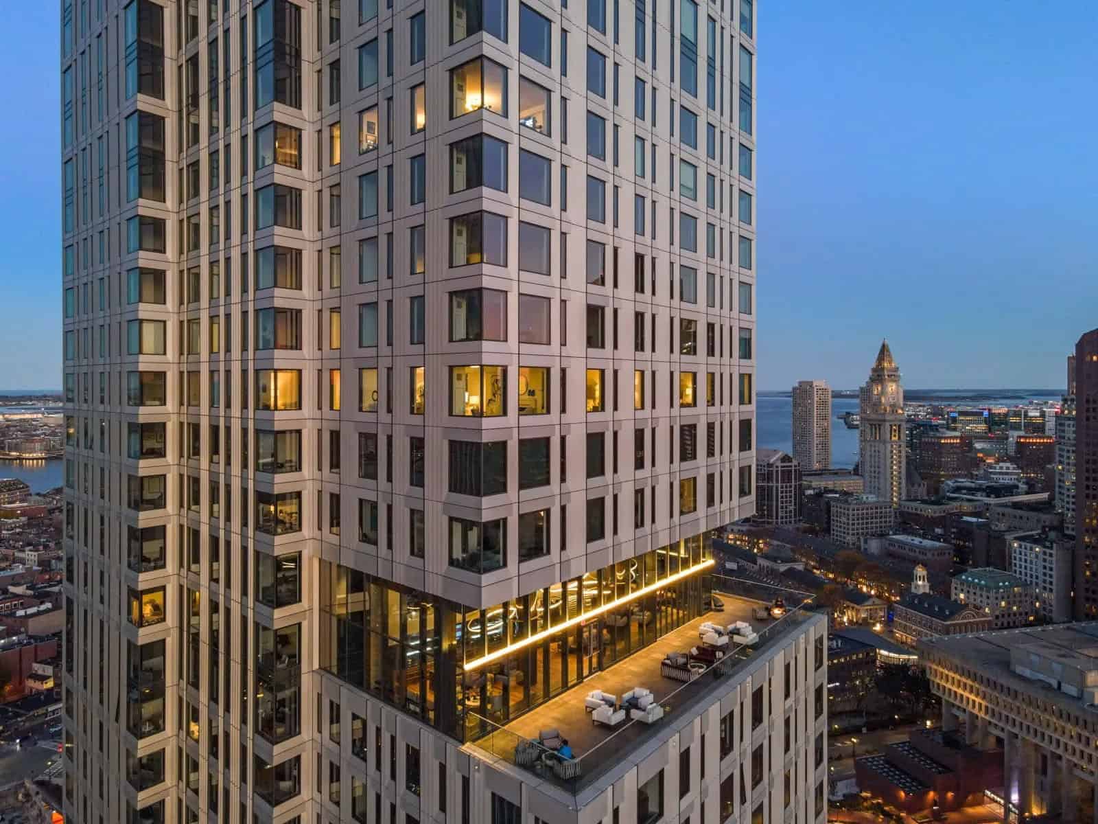 The Sudbury upper floors and rooftop lounge above downtown Boston