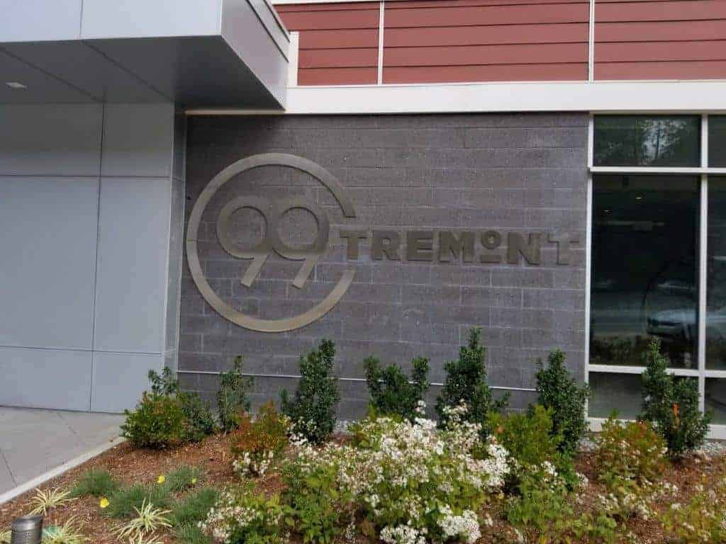 The 99 Tremont Street entrance signage