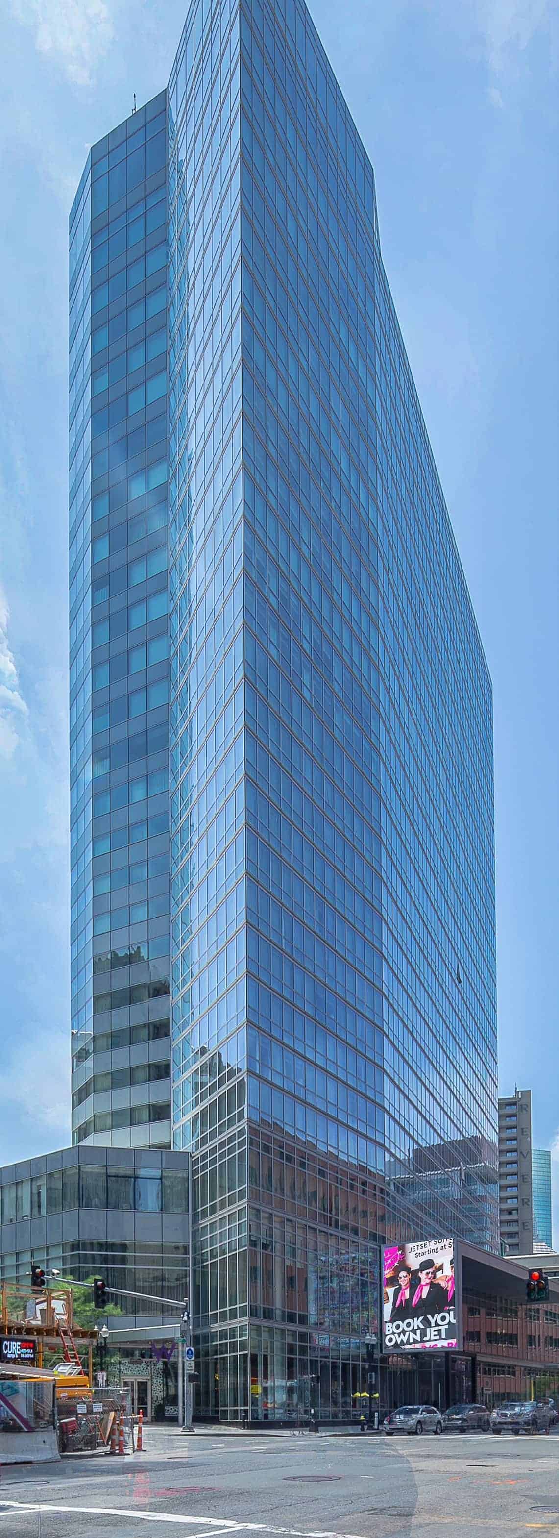The W Residences glass tower on Stuart Street
