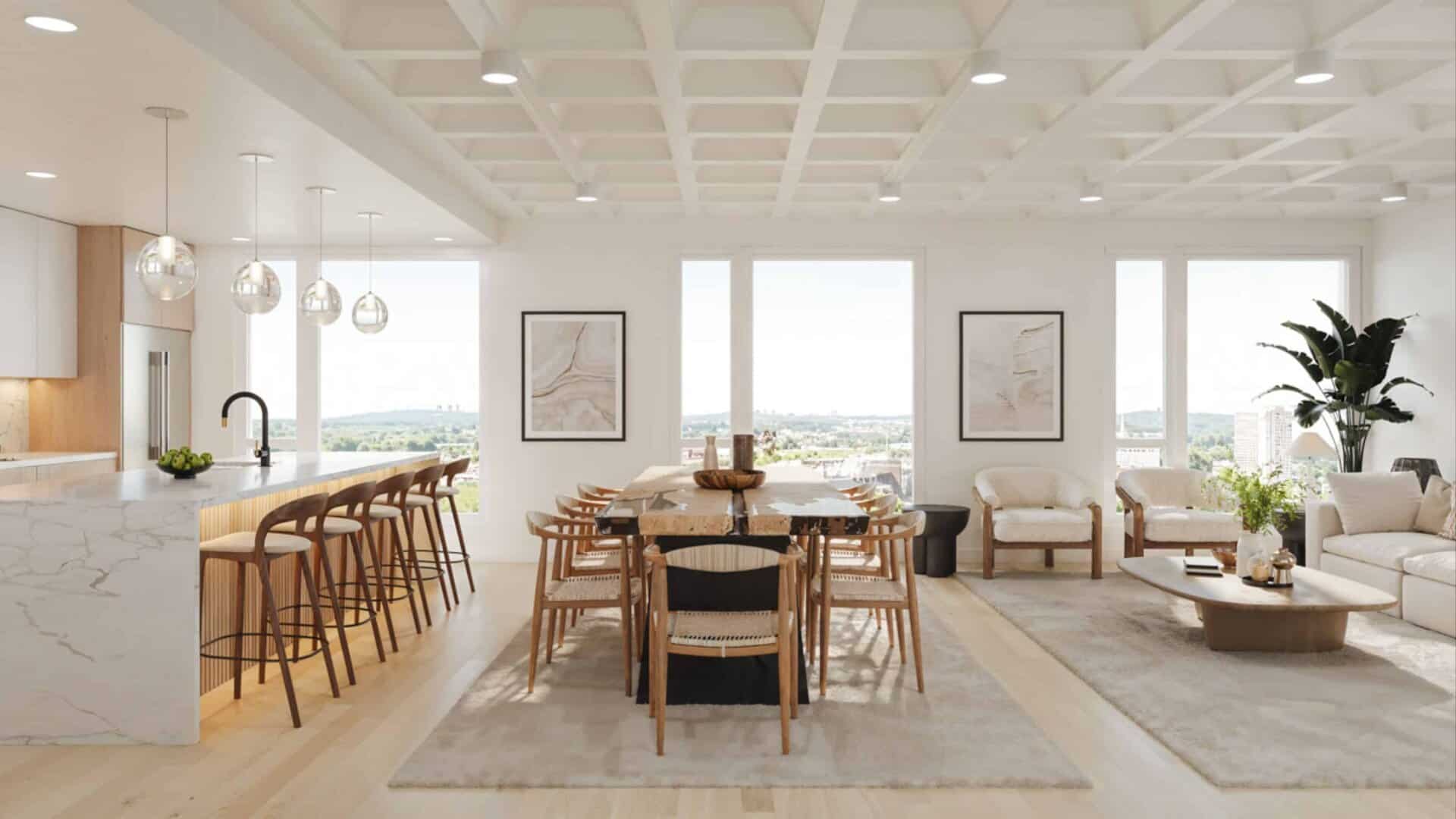 The Belmont- Somerville Luxury Condos - Full Kitchen Living Room