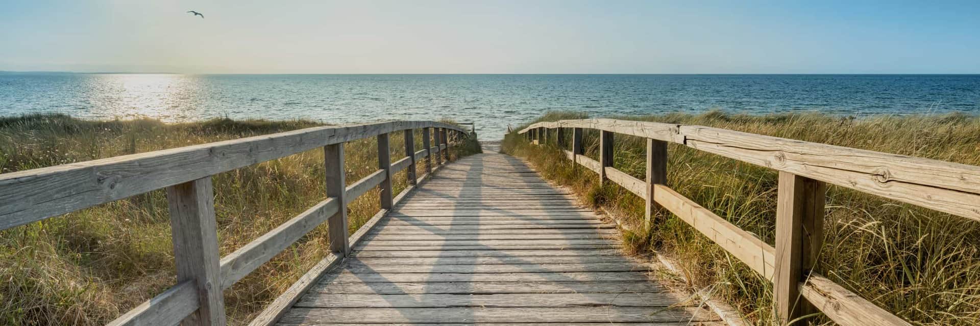 wooden boardwalk leading to beach