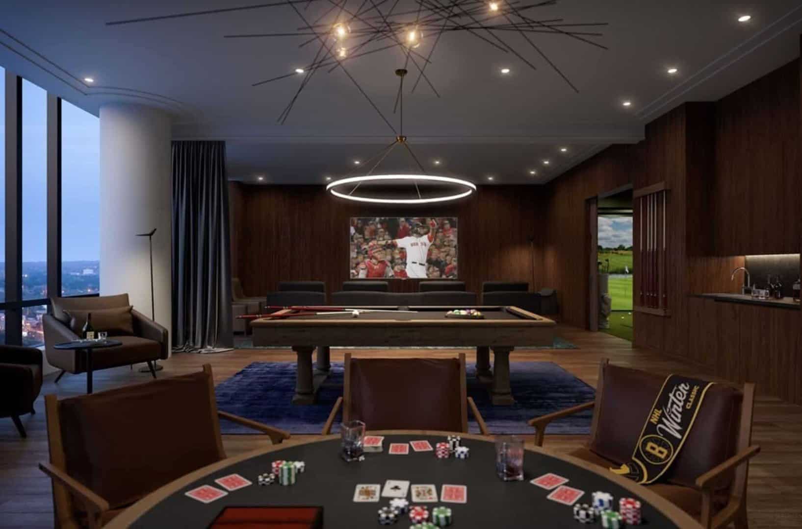 Raffles Residences Boston game room