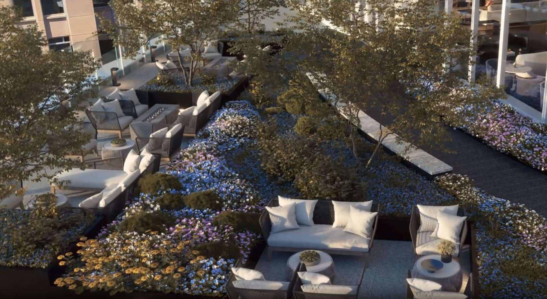 Residents' terrace at the Winthrop Center Residences