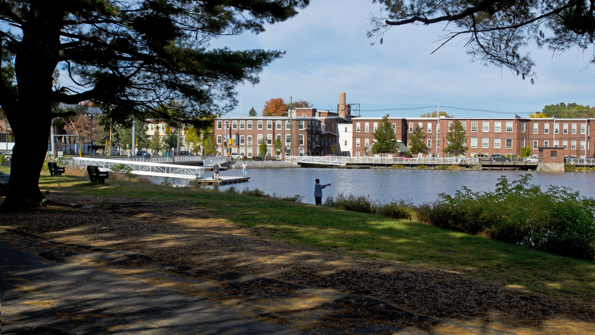 waterfront view with city in background