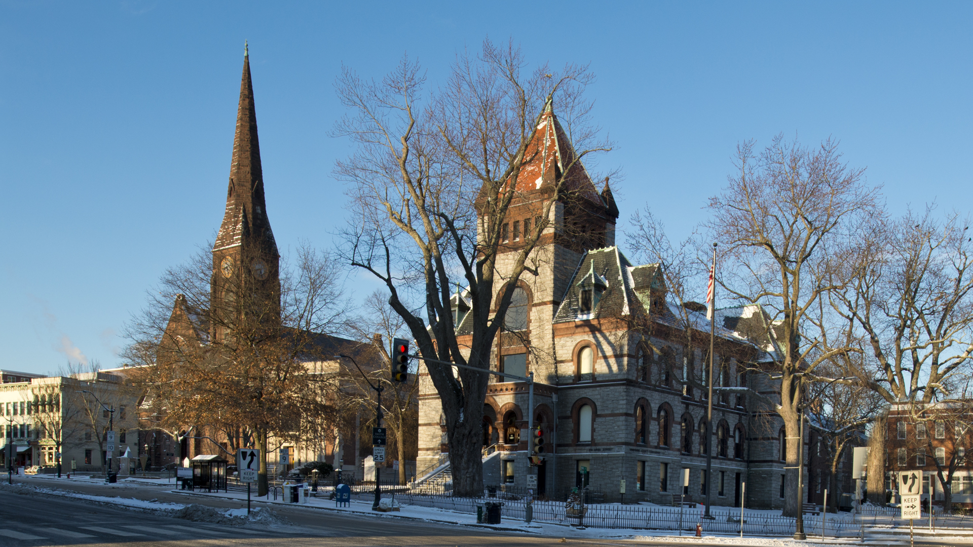 large church in winter