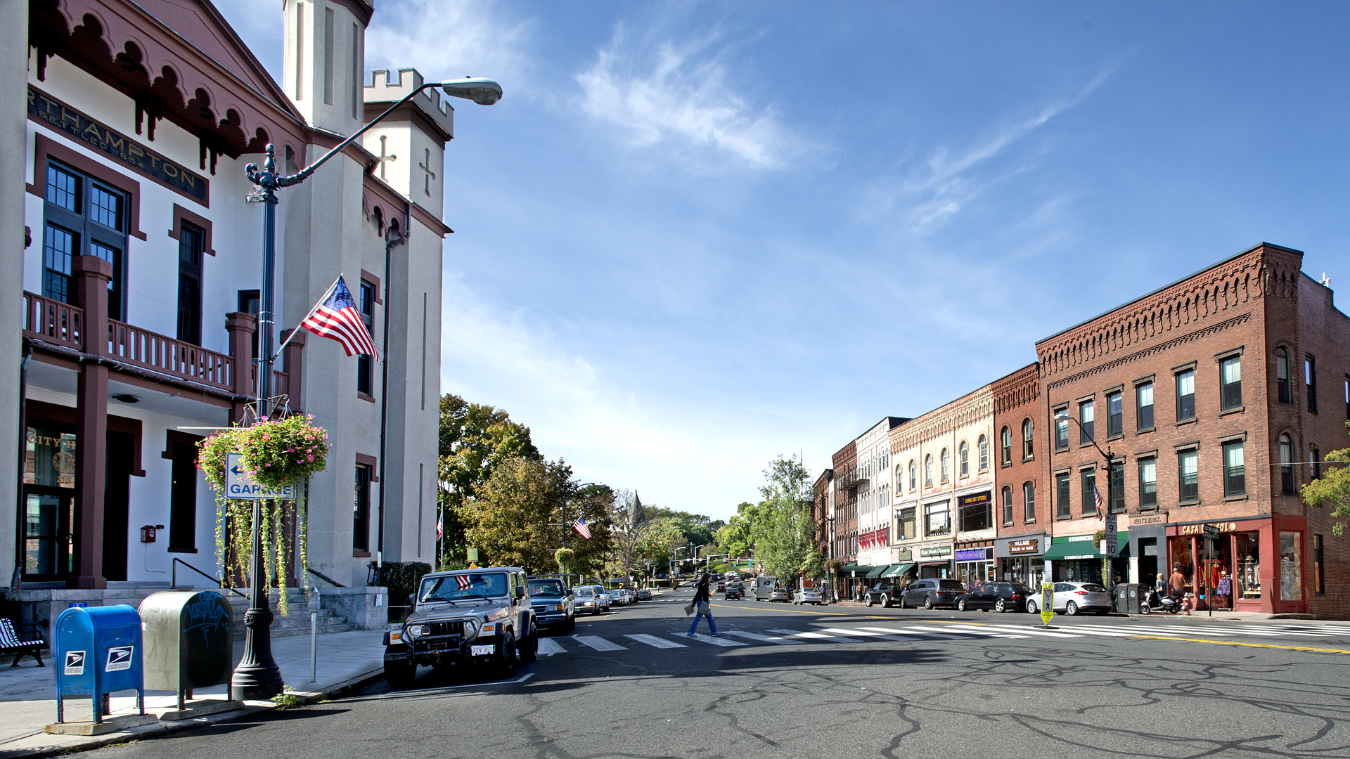 downtown area in summer