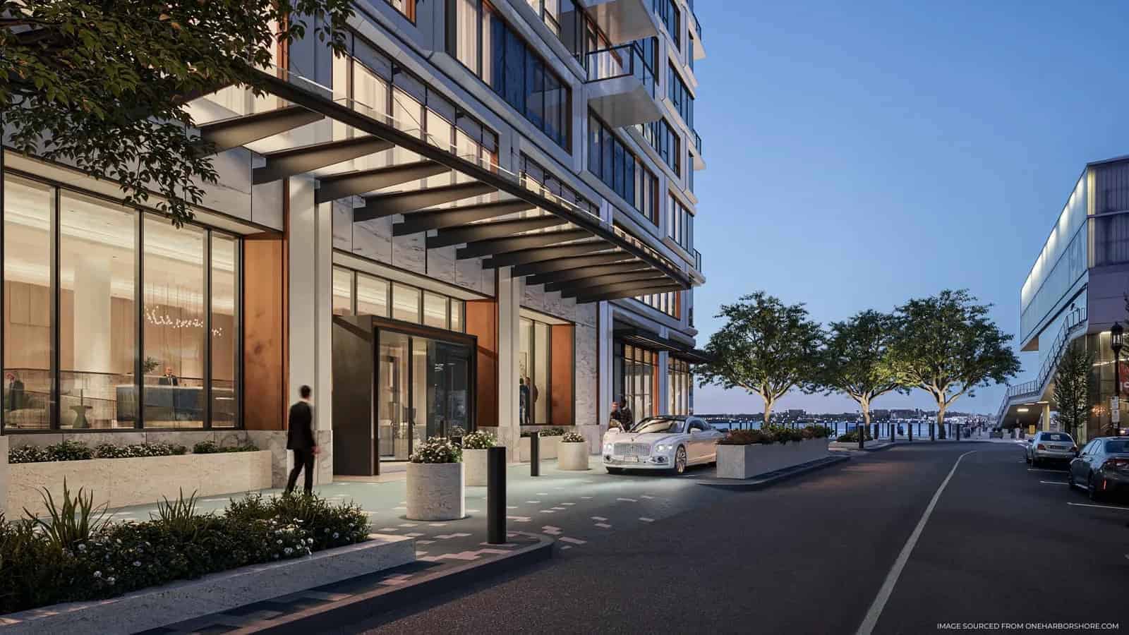 One Harbor Shore Water View Exterior - Seaport Luxury Condos