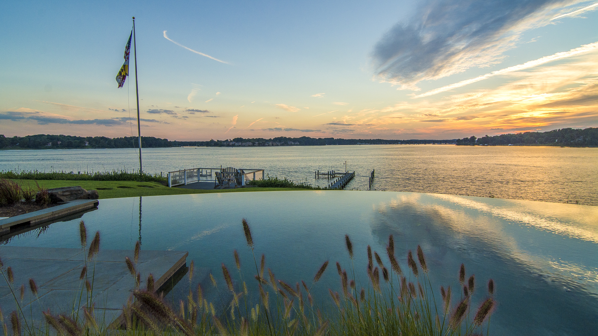 Sunrise view in front of lake
