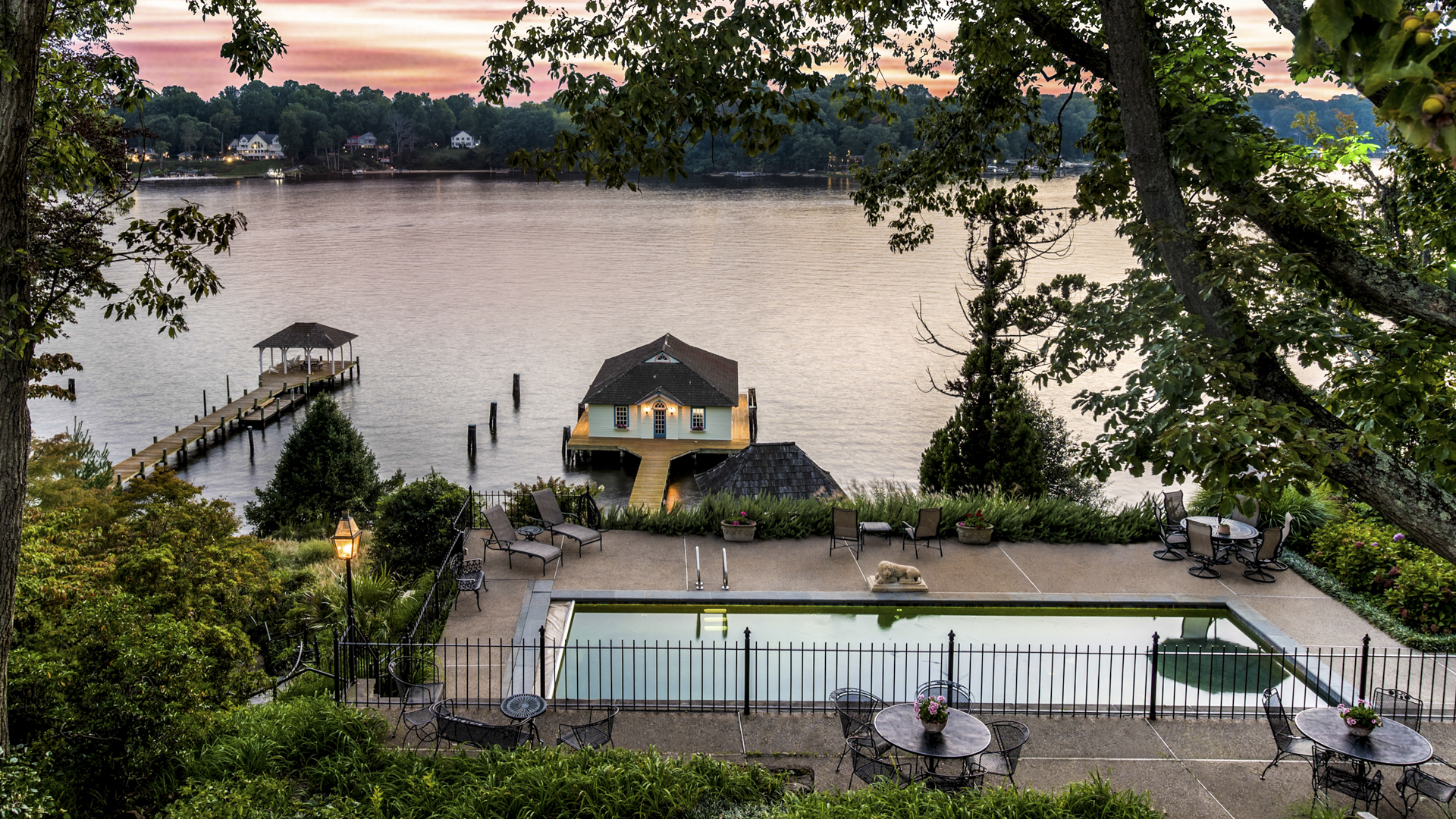 Swimming pool near the lake