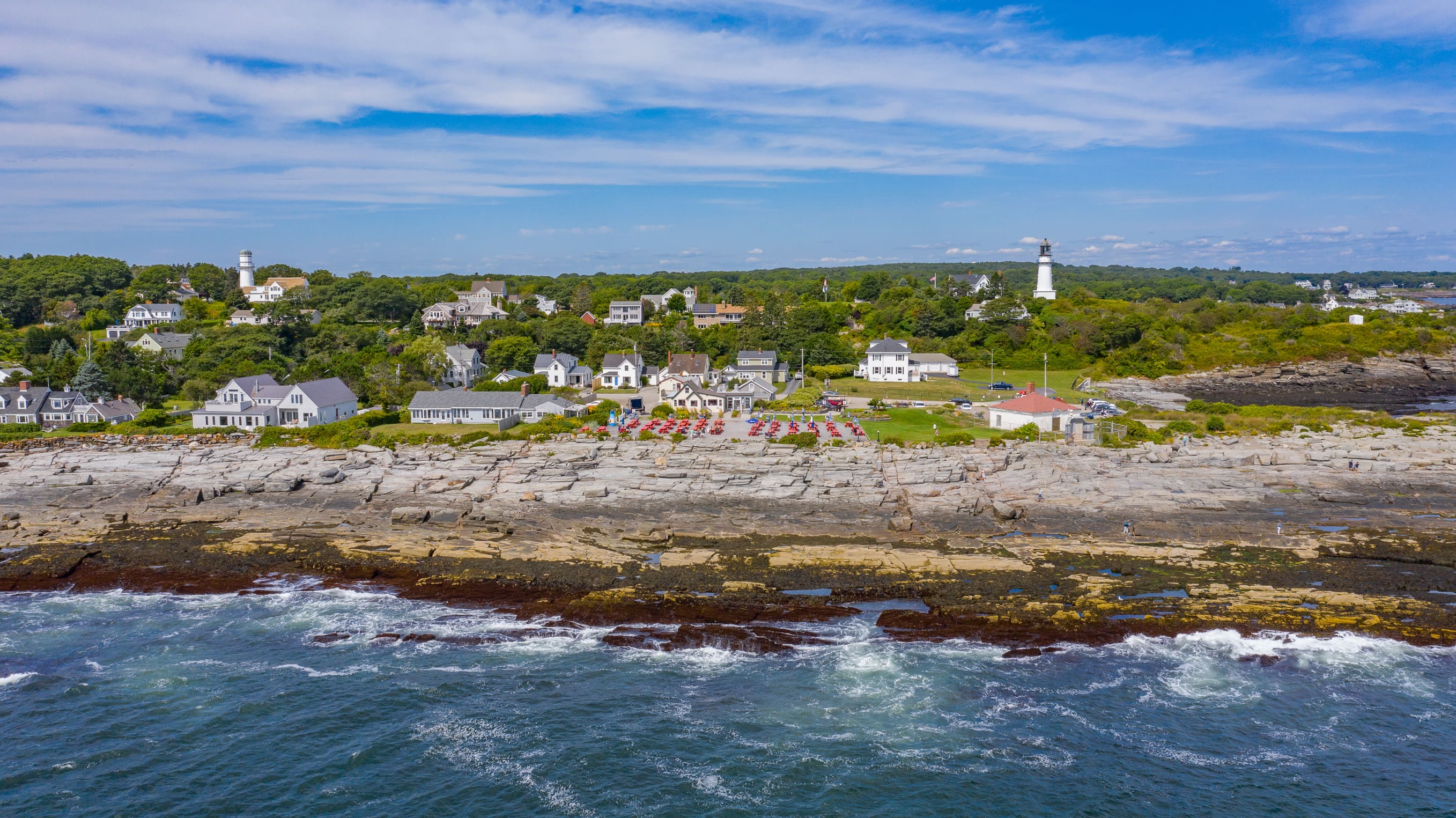 arial photo of famous Portland Maine lighthouse