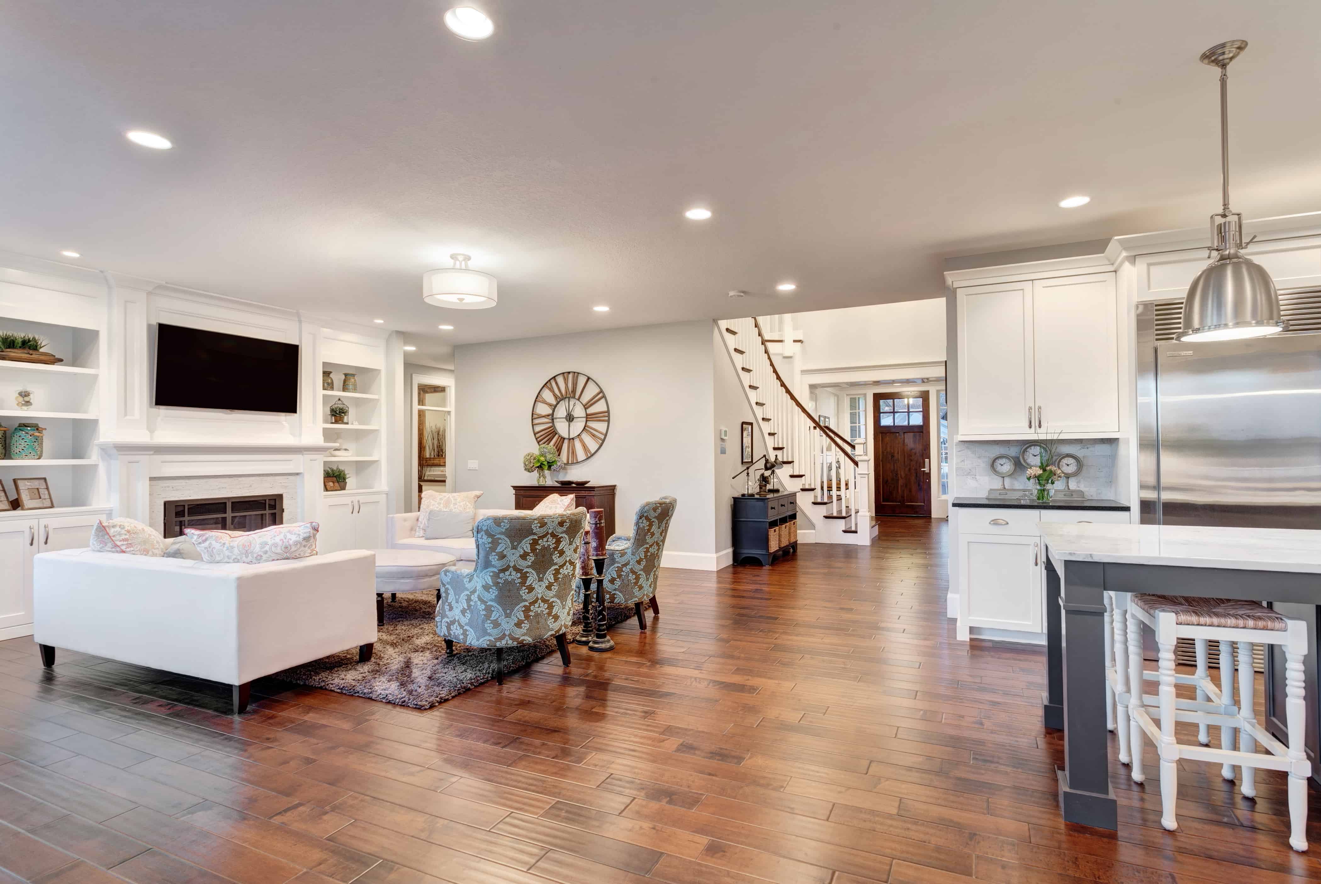 Modern design living room with fireplace
