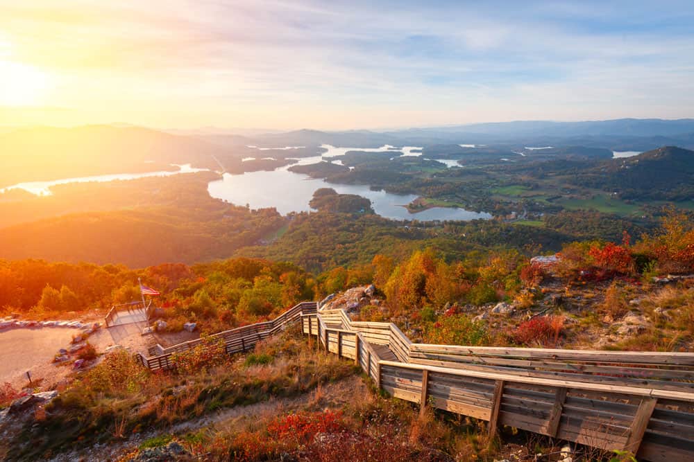 Northern Georgia Landscape During Fall Foliage and Sunset
