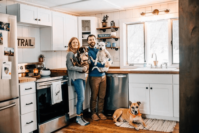 Family with dogs