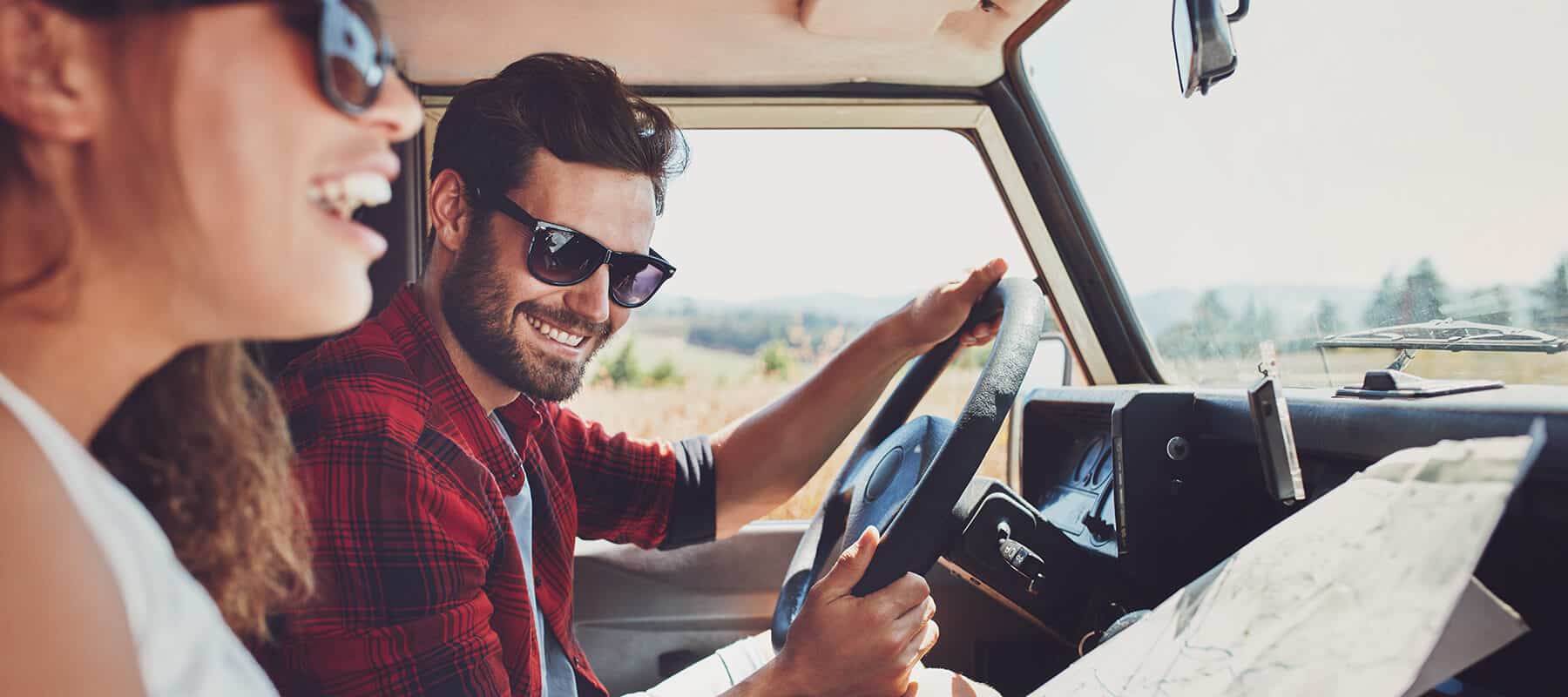 Young couple in the car